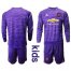 Manchester United Blank Purple Goalkeeper Long Sleeves Kid Soccer Club Jersey