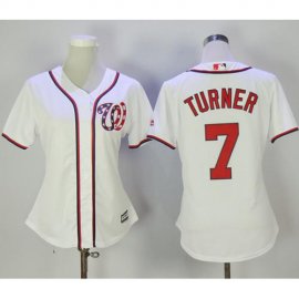 Washington Nationals #7 Trea Turner White Home Womens Stitched MLB Jersey