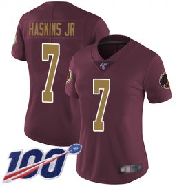 Nike Washington Football Team #7 Dwayne Haskins Jr Burgundy Red Alternate Womens Stitched NFL 100th Season Vapor Limited Jersey