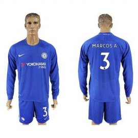 Chelsea #3 Marcos A. Home Long Sleeves Soccer Club Jersey