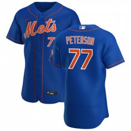 New York Mets #77 David Peterson Mens Nike Royal Alternate 2020 Authentic Player MLB Jersey
