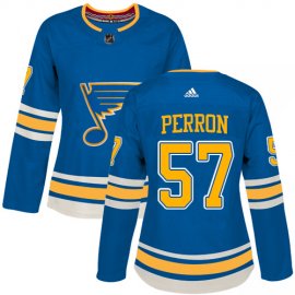 Adidas St. Louis Blues #57 David Perron Blue Alternate Authentic Womens Stitched NHL Jersey