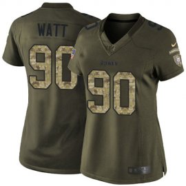 Nike Pittsburgh Steelers #90 T. J. Watt Green Womens Stitched NFL Limited 2015 Salute to Service Jersey