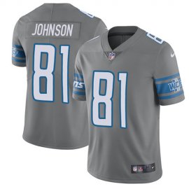 Nike Detroit Lions #81 Calvin Johnson Gray Mens Stitched NFL Limited Rush Jersey