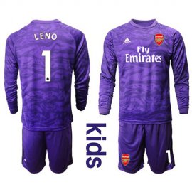 Arsenal #1 Leno Purple Long Sleeves Kid Soccer Club Jersey