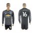 Manchester United #16 Carrick Black Long Sleeves Soccer Club Jersey