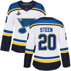 Adidas St. Louis Blues #20 Alexander Steen White Road Authentic Stanley Cup Champions Womens Stitched NHL Jersey
