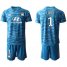 Lyon #1 Lopes Blue Goalkeeper Soccer Club Jersey