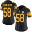 Nike Pittsburgh Steelers #58 Jack Lambert Black Womens Stitched NFL Limited Rush Jersey