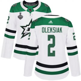 Adidas Dallas Stars #2 Jamie Oleksiak White Road Authentic Womens 2020 Stanley Cup Final Stitched NHL Jersey