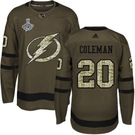Adidas Tampa Bay Lightning #20 Blake Coleman Green Salute to Service 2020 Stanley Cup Champions Stitched NHL Jersey