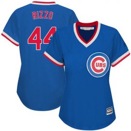 Chicago Cubs #44 Anthony Rizzo Blue Cooperstown Womens Stitched MLB Jersey