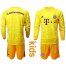 Bayern Munchen Blank Yellow Goalkeeper Long Sleeves Kid Soccer Club Jersey