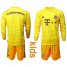 Bayern Munchen Blank Yellow Goalkeeper Long Sleeves Kid Soccer Club Jersey