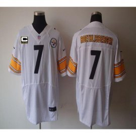 Nike Pittsburgh Steelers #7 Ben Roethlisberger White With C Patch Mens Stitched NFL Elite Jersey