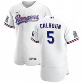 Texas Rangers #5 Willie Calhoun Mens Nike White Home 2020 Authentic Patch Player MLB Jersey