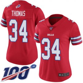 Nike Buffalo Bills #34 Thurman Thomas Red Womens Stitched NFL Limited Rush 100th Season Jersey