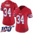 Nike Buffalo Bills #34 Thurman Thomas Red Womens Stitched NFL Limited Rush 100th Season Jersey
