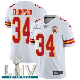 Nike Kansas City Chiefs #34 Darwin Thompson White Super Bowl LIV 2020 Mens Stitched NFL Vapor Untouchable Limited Jersey