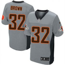 Nike Cleveland Browns #32 Jim Brown Grey Shadow Mens Stitched NFL Elite Jersey
