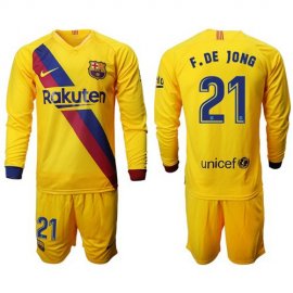 Barcelona #21 F.De Jong Away Long Sleeves Soccer Club Jersey