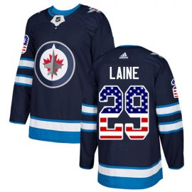 Adidas Winnipeg Jets #29 Patrik Laine Navy Blue Home Authentic USA Flag Stitched Youth NHL Jersey