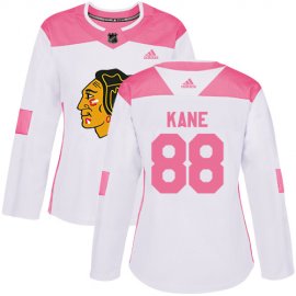 Adidas Chicago Blackhawks #88 Patrick Kane White/Pink Authentic Fashion Womens Stitched NHL Jersey