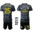 Real Madrid #25 Courtois Black Goalkeeper Kid Soccer Club Jersey