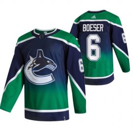 Vancouver Canucks #6 Brock Boeser Green Mens Adidas 2020-21 Reverse Retro Alternate NHL Jersey