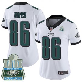 Nike Philadelphia Eagles #86 Zach Ertz White Super Bowl LII Champions Womens Stitched NFL Vapor Untouchable Limited Jersey
