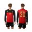 Belgium #20 Januzaj Red Home Long Sleeves Soccer Country Jersey