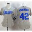 Los Angeles Dodgers #42 Jackie Robinson Grey Alternate Road Womens Stitched MLB Jersey