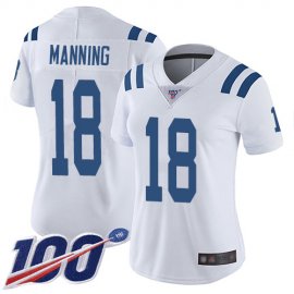 Nike Indianapolis Colts #18 Peyton Manning White Womens Stitched NFL 100th Season Vapor Limited Jersey