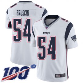 Nike New England Patriots #54 Tedy Bruschi White Mens Stitched NFL 100th Season Vapor Limited Jersey