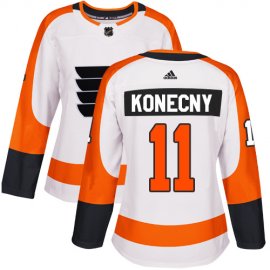 Adidas Philadelphia Flyers #11 Travis Konecny White Road Authentic Womens Stitched NHL Jersey