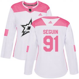 Adidas Dallas Stars #91 Tyler Seguin White/Pink Authentic Fashion Womens Stitched NHL Jersey