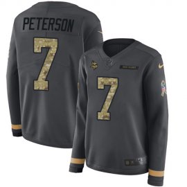 Nike Minnesota Vikings #7 Patrick Peterson Anthracite Salute to Service Womens Stitched NFL Limited Therma Long Sleeve Jersey