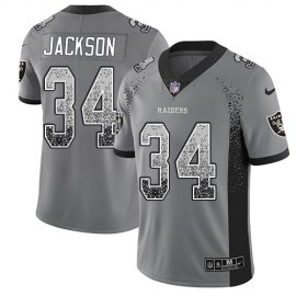 Nike Las Vegas Raiders #34 Bo Jackson Gray Mens Stitched NFL Limited Rush Drift Fashion Jersey