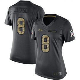 Nike Baltimore Ravens #8 Lamar Jackson Black Womens Stitched NFL Limited 2016 Salute to Service Jersey