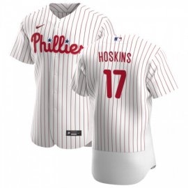 Philadelphia Phillies #17 Rhys Hoskins Mens Nike White Home 2020 Authentic Player MLB Jersey