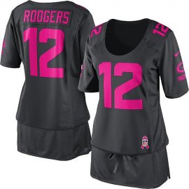 Nike Green Bay Packers #12 Aaron Rodgers Dark Grey Womens Breast Cancer Awareness Stitched NFL Elite Jersey