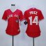 Toronto Blue Jays #14 David Price Red Canada Day Womens Stitched MLB Jersey