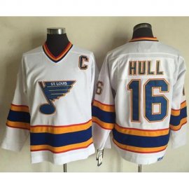 St. Louis Blues #16 Brett Hull White/Yellow CCM Throwback Stitched NHL Jersey