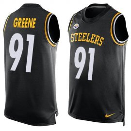Nike Pittsburgh Steelers #91 Kevin Greene Black Team Color Mens Stitched NFL Limited Tank Top Jersey
