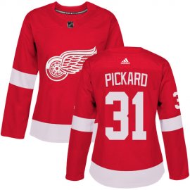 Adidas Detroit Red Wings #31 Calvin Pickard Red Home Authentic Womens Stitched NHL Jersey