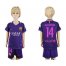 Barcelona #14 Mascherano Away Kid Soccer Club Jersey