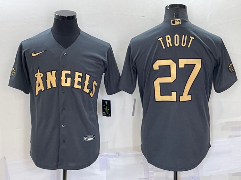 Angels 27 Mike Trout Charcoal Nike 2022 MLB All Star Cool Base Jersey Angels 27 Mike Trout Charcoal Nike 2022 MLB All Star Cool Base Jersey