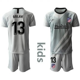 Atletico Madrid #13 Oblak Grey Goalkeeper Kid Soccer Club Jersey