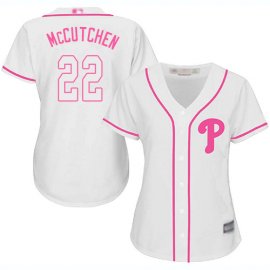 Philadelphia Phillies #22 Andrew McCutchen White/Pink Fashion Womens Stitched MLB Jersey