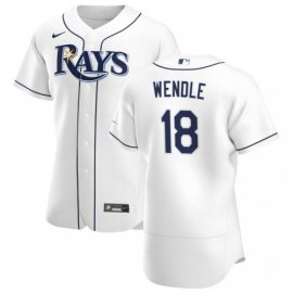 Tampa Bay Rays #18 Joey Wendle Mens Nike White Home 2020 Authentic Player MLB Jersey